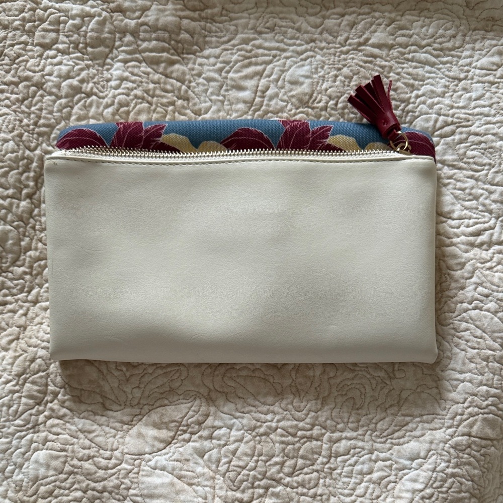 Rachel Pally Cream Clutch with Red and Blue Floral Detail